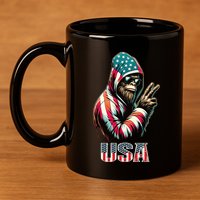 Bigfoot 4th Of July Usa Patriotic Sasquatch 11oz C Handle Ceramic Mug