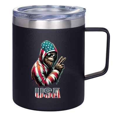 Bigfoot 4th Of July Usa Patriotic Sasquatch 12oz Stainless Steel Coffee Mug