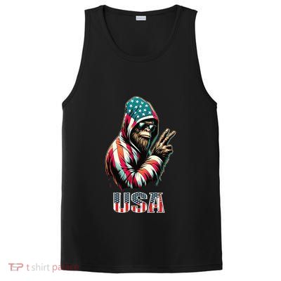 Bigfoot 4th Of July Usa Patriotic Sasquatch PosiCharge Competitor Tank