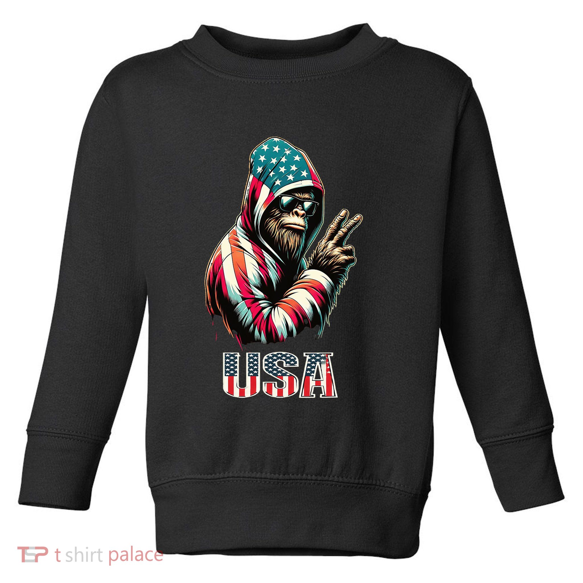 Bigfoot 4th Of July Usa Patriotic Sasquatch Toddler Sweatshirt