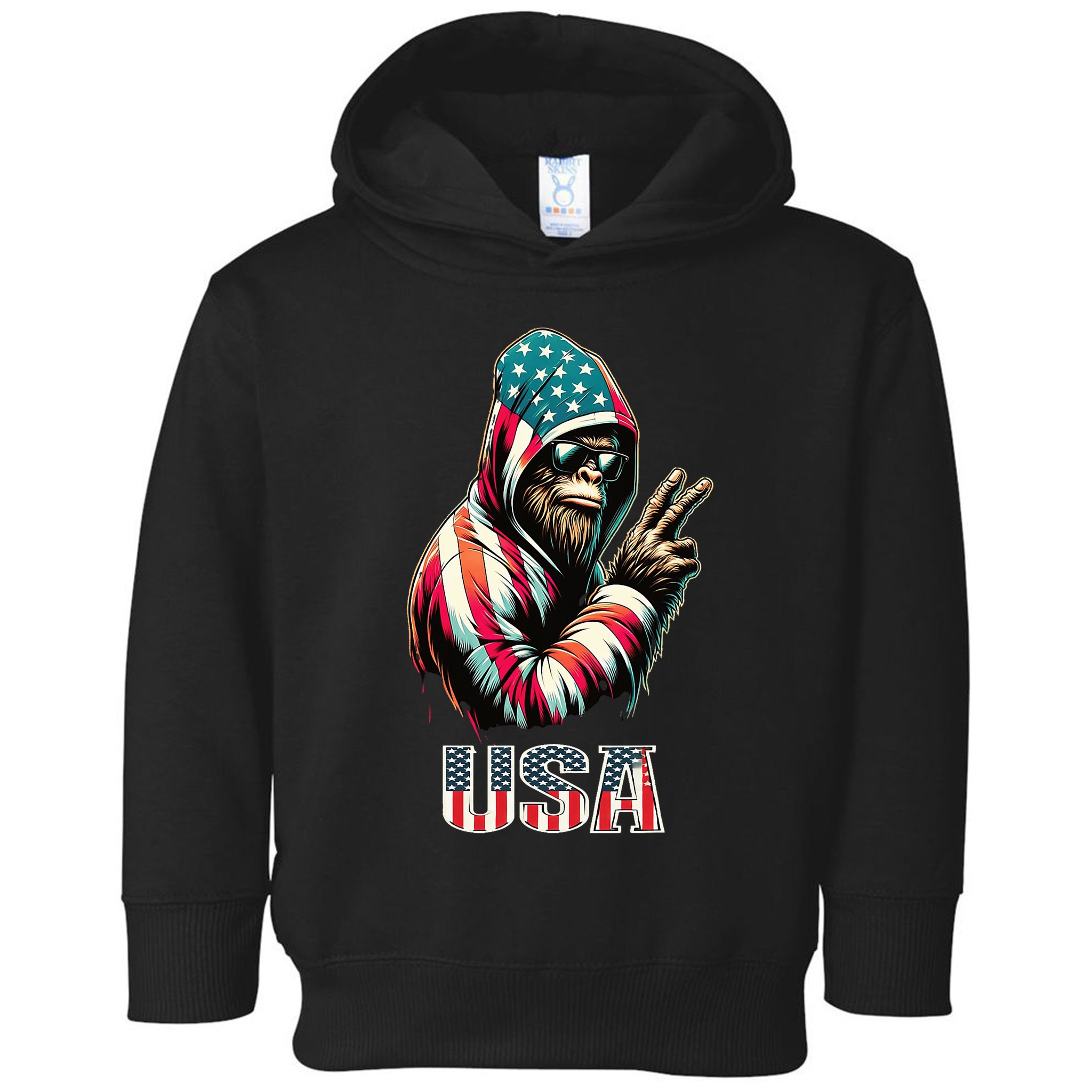 Bigfoot 4th Of July Usa Patriotic Sasquatch Toddler Hoodie