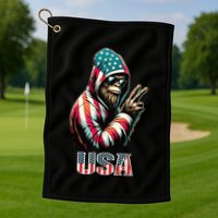 Bigfoot 4th Of July Usa Patriotic Sasquatch Golf Towel
