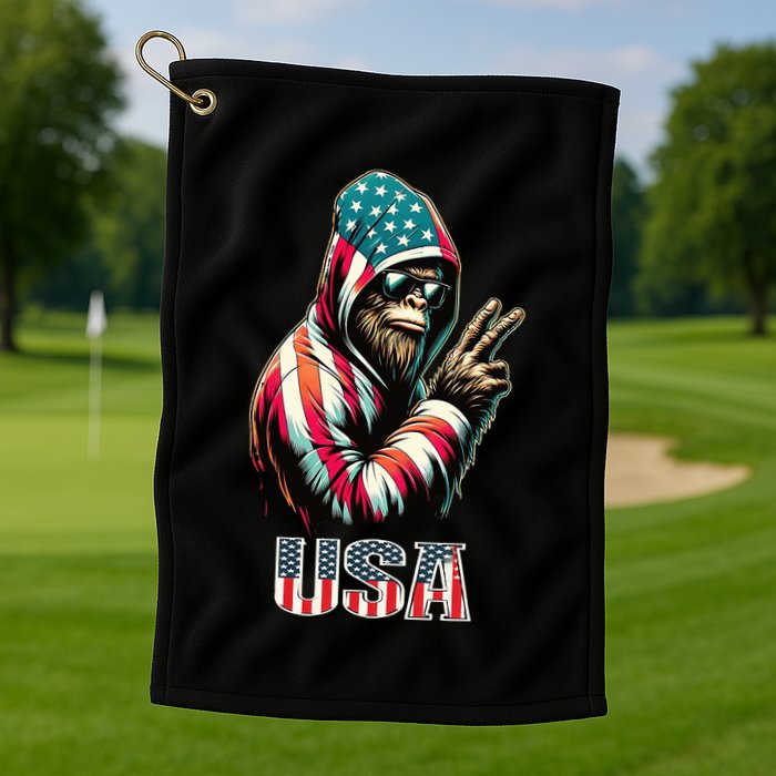Bigfoot 4th Of July Usa Patriotic Sasquatch Golf Towel