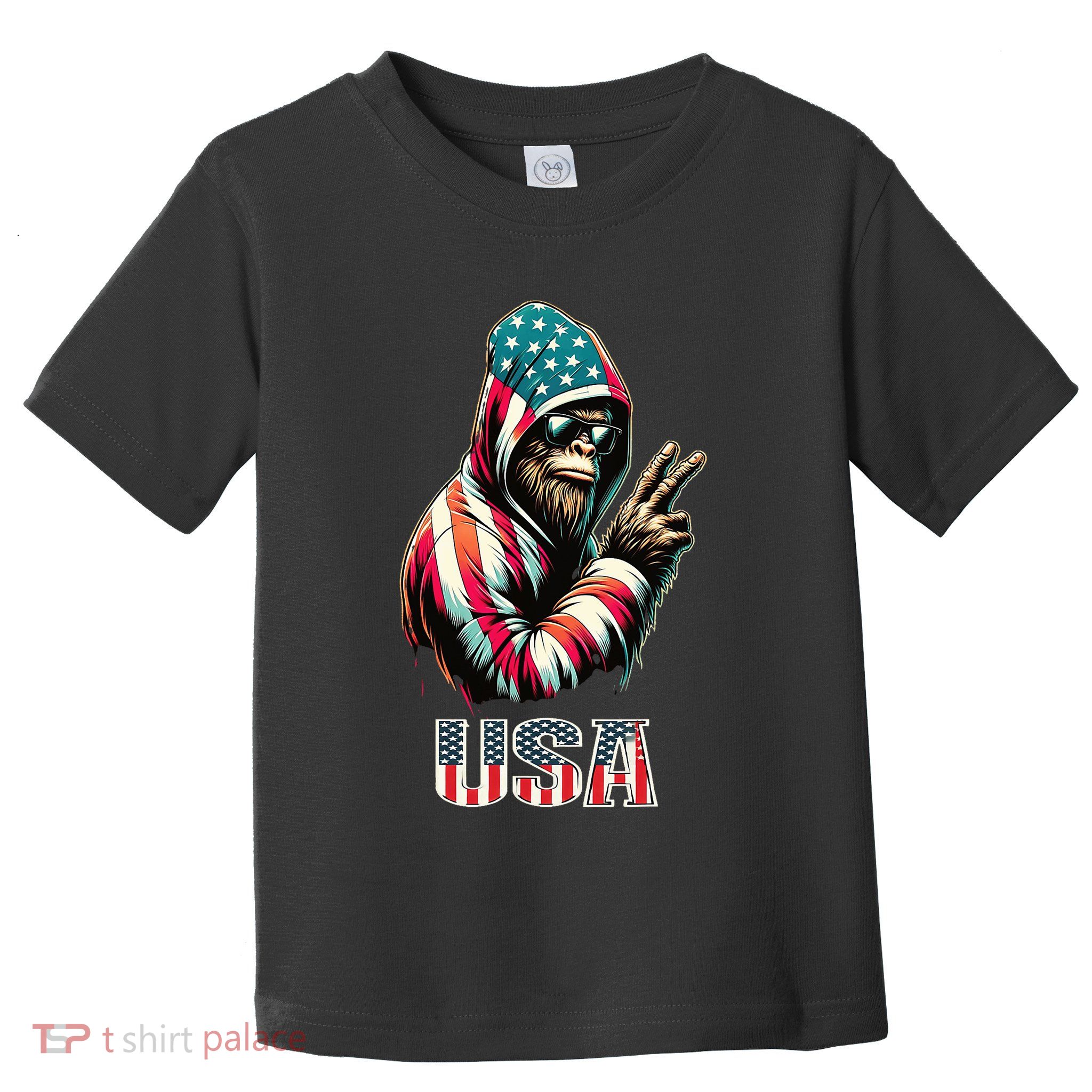 Bigfoot 4th Of July Usa Patriotic Sasquatch Toddler T-Shirt