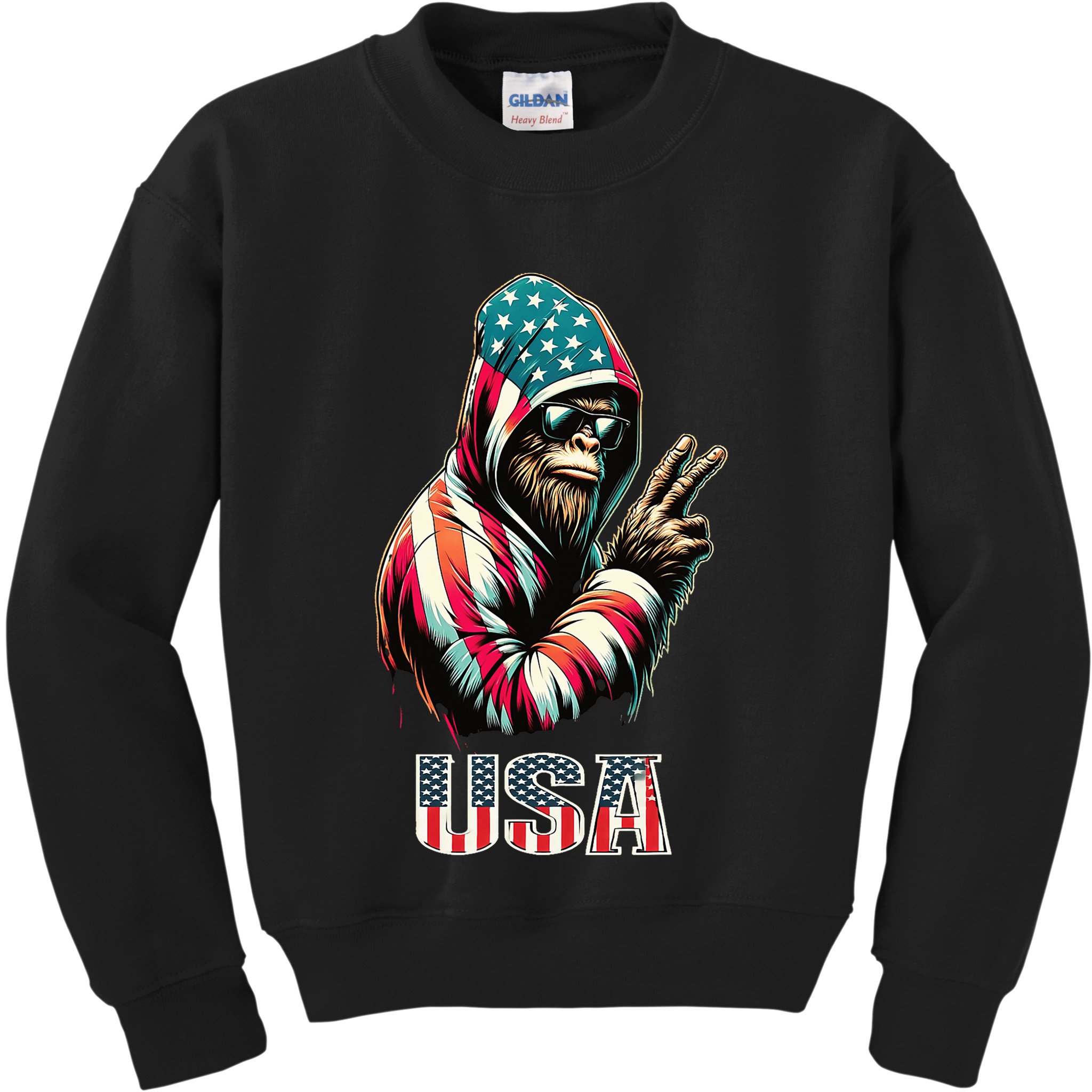 Bigfoot 4th Of July Usa Patriotic Sasquatch Kids Sweatshirt