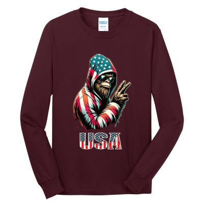 Bigfoot 4th Of July Usa Patriotic Sasquatch Tall Long Sleeve T-Shirt