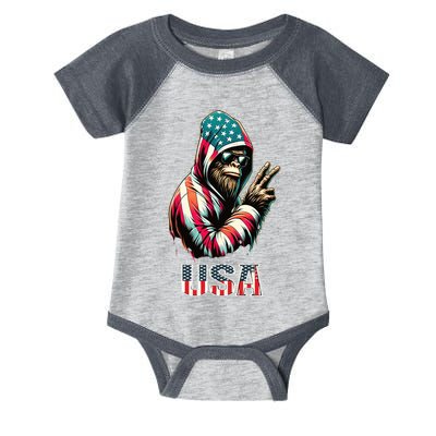 Bigfoot 4th Of July Usa Patriotic Sasquatch Infant Baby Jersey Bodysuit