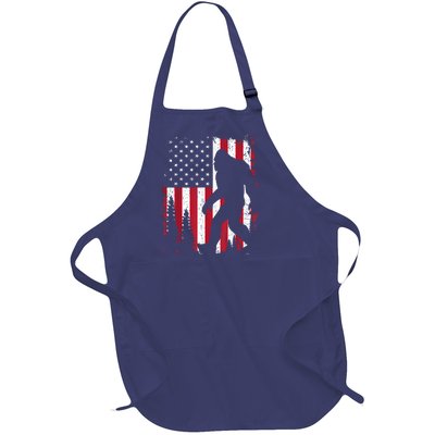 Bigfoot 4th Of July American Usa Flag Patriotic Full-Length Apron With Pockets