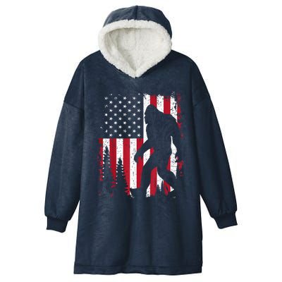 Bigfoot 4th Of July American Usa Flag Patriotic Hooded Wearable Blanket