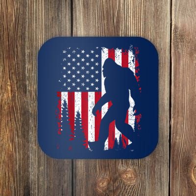 Bigfoot 4th Of July American Usa Flag Patriotic Coaster