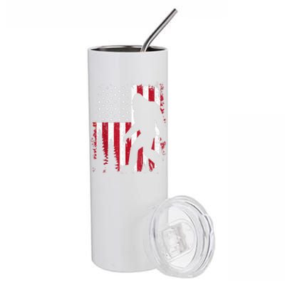 Bigfoot 4th Of July American Usa Flag Patriotic Stainless Steel Tumbler