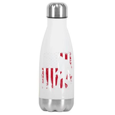 Bigfoot 4th Of July American Usa Flag Patriotic Stainless Steel Insulated Water Bottle