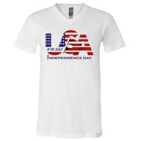 Beautiful 4th Of July Independence Day V-Neck T-Shirt