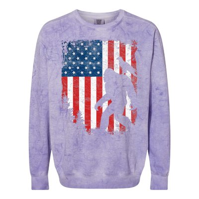 Bigfoot 4th Of July Bald Eagle American USA Flag Patriotic Colorblast Crewneck Sweatshirt