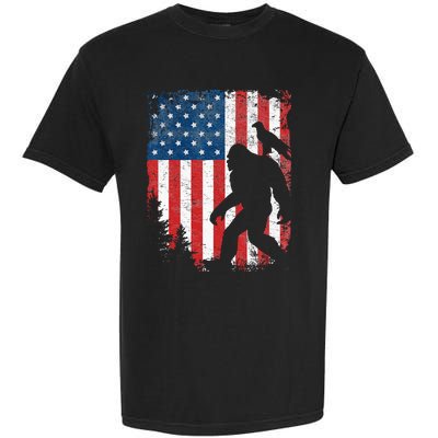 Bigfoot 4th Of July Bald Eagle American USA Flag Patriotic Garment-Dyed Heavyweight T-Shirt