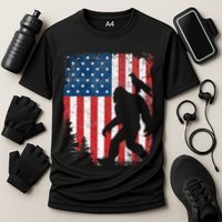 Bigfoot 4th Of July Bald Eagle American USA Flag Patriotic Cooling Performance Crew T-Shirt