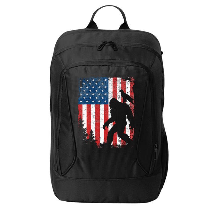 Bigfoot 4th Of July Bald Eagle American USA Flag Patriotic City Backpack