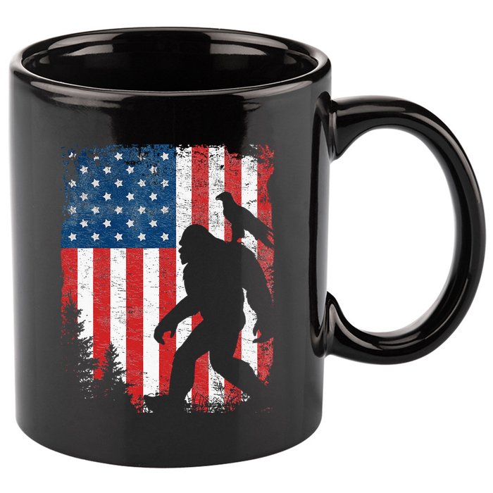 Bigfoot 4th Of July Bald Eagle American USA Flag Patriotic 11oz C Handle Ceramic Mug