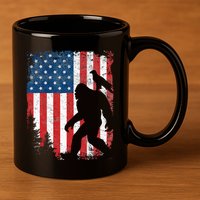 Bigfoot 4th Of July Bald Eagle American USA Flag Patriotic 11oz C Handle Ceramic Mug