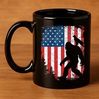 Bigfoot 4th Of July Bald Eagle American USA Flag Patriotic 11oz C Handle Ceramic Mug