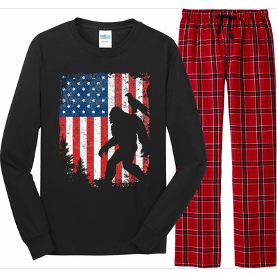 Bigfoot 4th Of July Bald Eagle American USA Flag Patriotic Long Sleeve Pajama Set