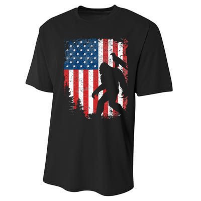 Bigfoot 4th Of July Bald Eagle American USA Flag Patriotic Performance Sprint T-Shirt