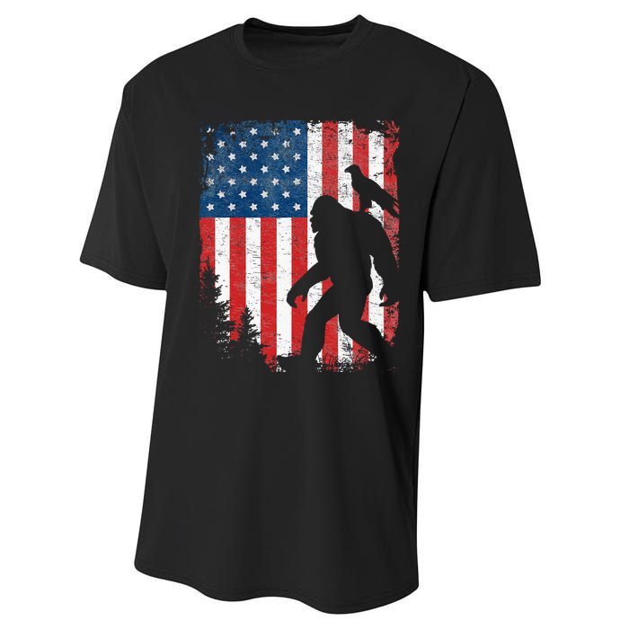 Bigfoot 4th Of July Bald Eagle American USA Flag Patriotic Performance Sprint T-Shirt