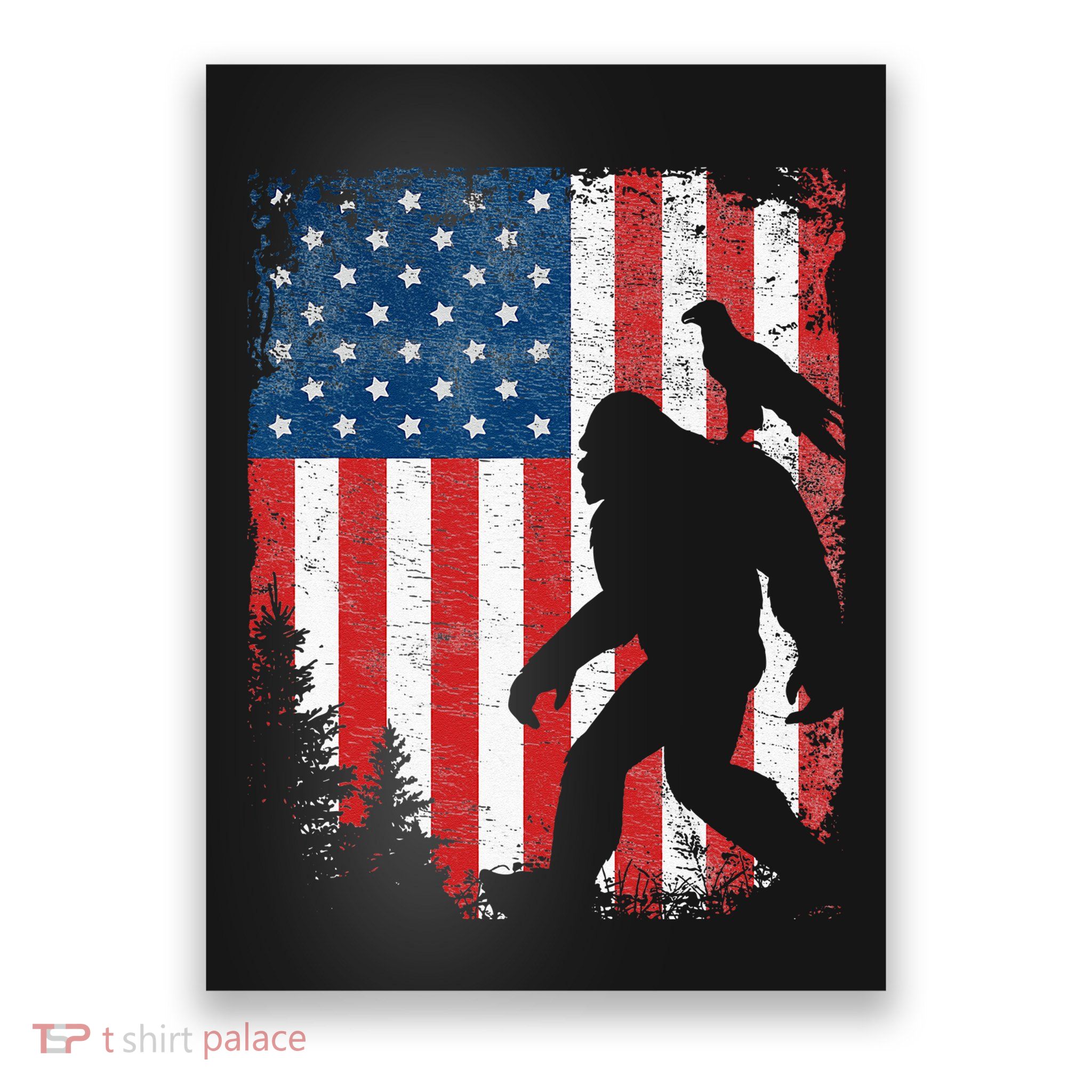 Bigfoot 4th Of July Bald Eagle American USA Flag Patriotic Poster