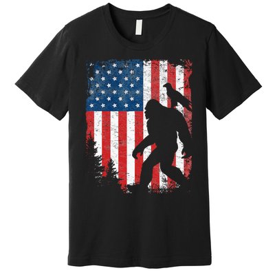 Bigfoot 4th Of July Bald Eagle American USA Flag Patriotic Premium T-Shirt