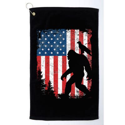 Bigfoot 4th Of July Bald Eagle American USA Flag Patriotic Golf Towel