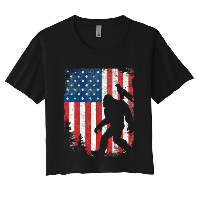 Bigfoot 4th Of July Bald Eagle American USA Flag Patriotic Crop Top