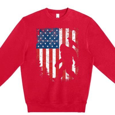 Bigfoot 4th Of July Bald Eagle American USA Flag Patriotic Premium Crewneck Sweatshirt