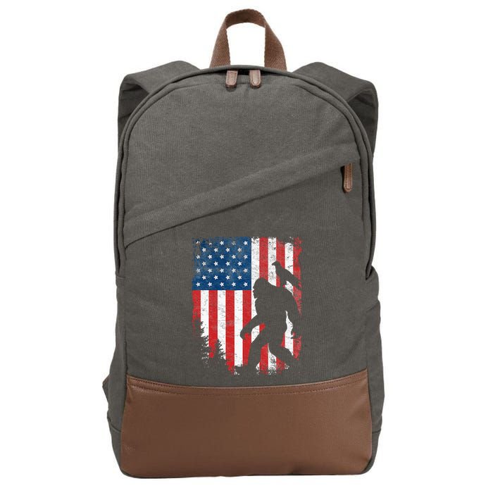 Bigfoot 4th Of July Bald Eagle American USA Flag Patriotic Cotton Canvas Backpack
