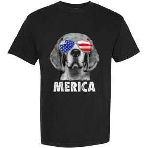 Beagle 4th Of July Merica Sunglasses Usa American Flag Garment-Dyed Heavyweight T-Shirt