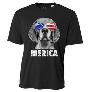 Beagle 4th Of July Merica Sunglasses Usa American Flag Cooling Performance Crew T-Shirt