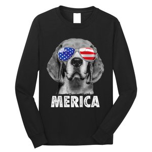 Beagle 4th Of July Merica Sunglasses Usa American Flag Long Sleeve Shirt