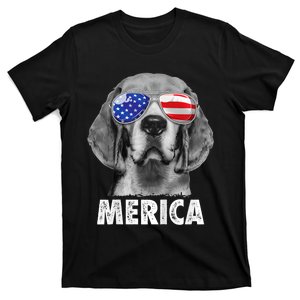 Beagle 4th Of July Merica Sunglasses Usa American Flag T-Shirt