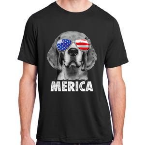 Beagle 4th Of July Merica Sunglasses Usa American Flag Adult ChromaSoft Performance T-Shirt