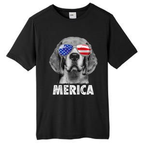 Beagle 4th Of July Merica Sunglasses Usa American Flag Tall Fusion ChromaSoft Performance T-Shirt