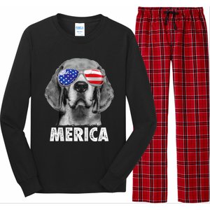 Beagle 4th Of July Merica Sunglasses Usa American Flag Long Sleeve Pajama Set