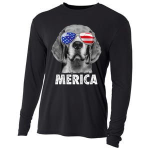 Beagle 4th Of July Merica Sunglasses Usa American Flag Cooling Performance Long Sleeve Crew