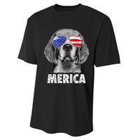 Beagle 4th Of July Merica Sunglasses Usa American Flag Performance Sprint T-Shirt