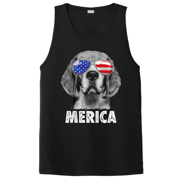 Beagle 4th Of July Merica Sunglasses Usa American Flag PosiCharge Competitor Tank