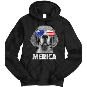 Beagle 4th Of July Merica Sunglasses Usa American Flag Tie Dye Hoodie