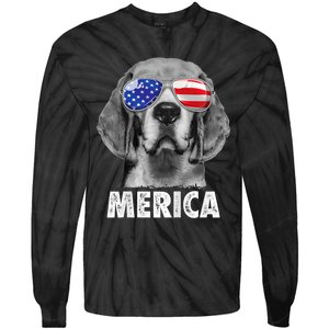 Beagle 4th Of July Merica Sunglasses Usa American Flag Tie-Dye Long Sleeve Shirt