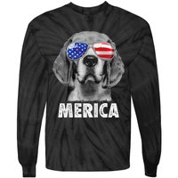 Beagle 4th Of July Merica Sunglasses Usa American Flag Tie-Dye Long Sleeve Shirt