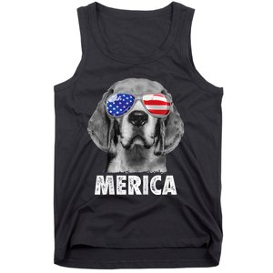 Beagle 4th Of July Merica Sunglasses Usa American Flag Tank Top