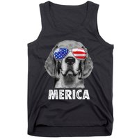 Beagle 4th Of July Merica Sunglasses Usa American Flag Tank Top