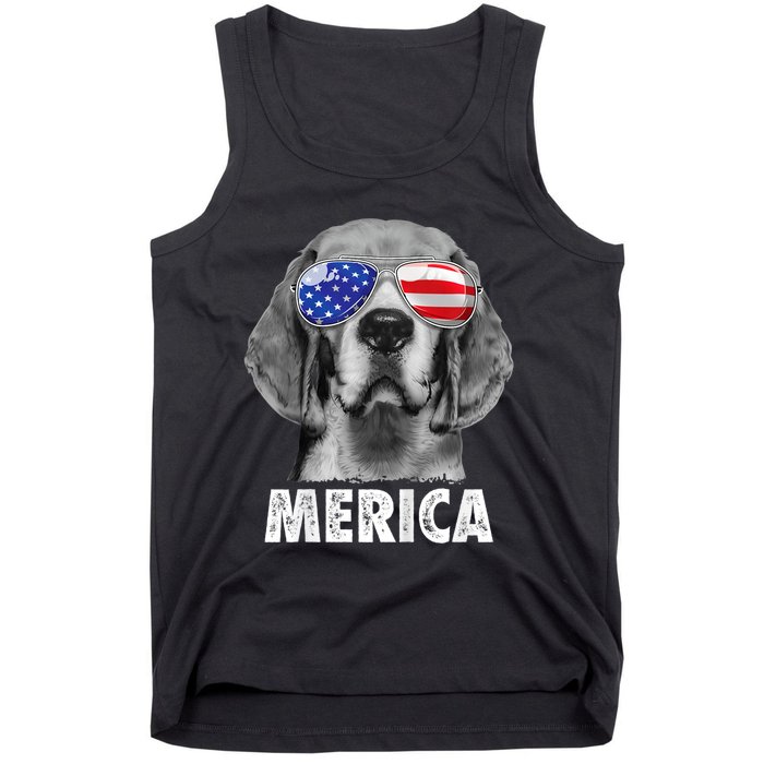 Beagle 4th Of July Merica Sunglasses Usa American Flag Tank Top