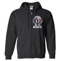 Beagle 4th Of July Merica Sunglasses Usa American Flag Full Zip Hoodie